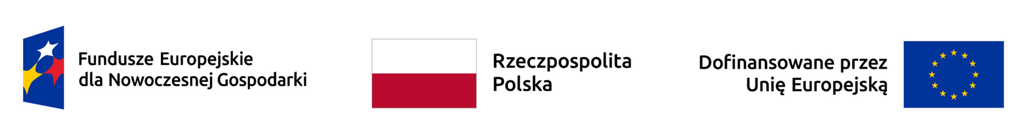 Logotypy Fundusze Europejskie dla Nowoczesnej Gospodarki, Rzeczpospolita Polska, Dofinansowane przez Unię Europejską