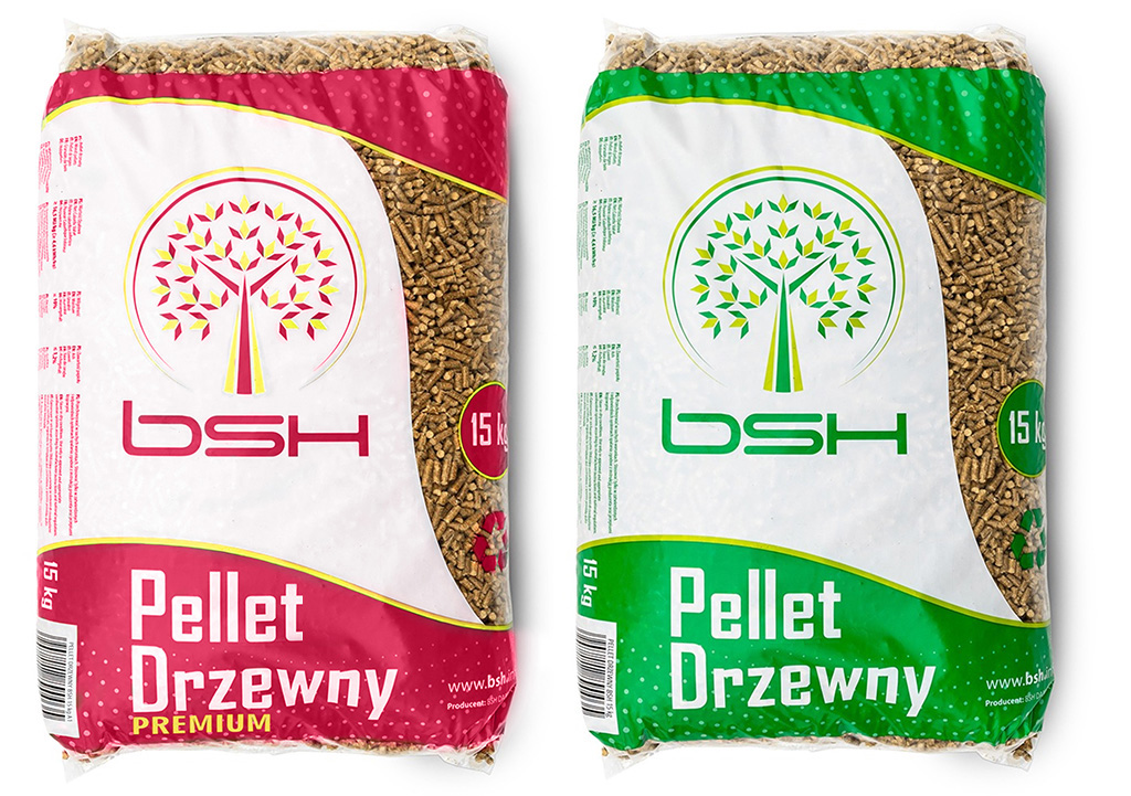 Pellet Drzewny BSH czerwony i zielony worek 15kg